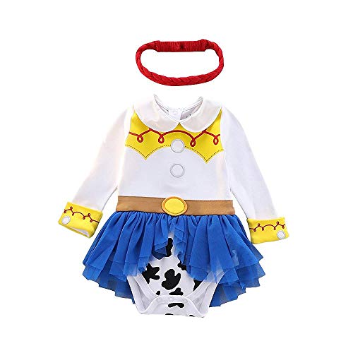 Lito Angels Disfraz Vestido de Jessie para Bebé Niñas Body Mono Mamelucos con Diadema Talla 6 a 9 Meses