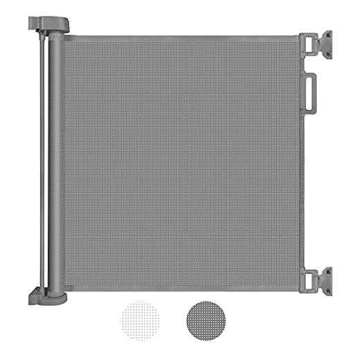 Looxii Barrera Puertas de Seguridad Niños 0-180 cm Retráctil Bebé Puerta Seguridad Extensibles Barreras Escalera Vallas para Puerta y Escalera Gris