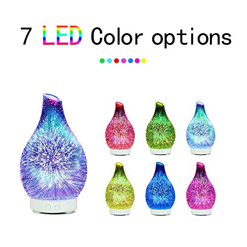 Luz de Noche Nuevo   Humidificador De Vidrio De 100 Ml Aroma Difusor De Aceites Esenciales Humidificador Ultrasónico con 7 Colores Led Luz De Noche para El Hogar Ukplug