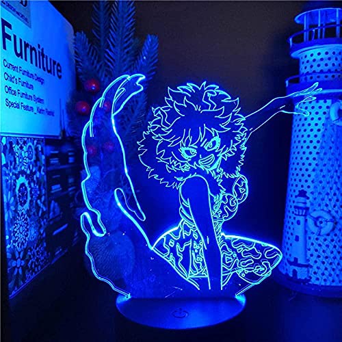 Luz nocturna infantil Levi Anime 3D, lámpara de ilusión, sin héroe, Ashido Mina 3D, lámpara de anime, Mi héroe, Academia, 3D, luz nocturna LED visual, para decoración de dormitorio, regalos para niños