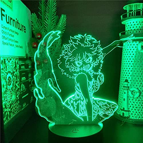 Luz nocturna infantil Levi Anime 3D, lámpara de ilusión, sin héroe, Ashido Mina 3D, lámpara de anime, Mi héroe, Academia, 3D, luz nocturna LED visual, para decoración de dormitorio, regalos para niños