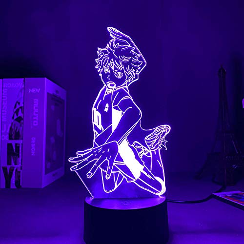 Luz nocturna LED 3D ilusión anime Haikyuu 3D lámpara Hinata Shouyou LED luz nocturna para niños jóvenes dormitorio decoración lámpara Haikyuu Navidad regalo mesa mesa 7 colores tocando