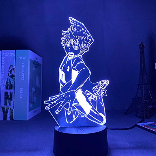 Luz nocturna LED 3D ilusión anime Haikyuu 3D lámpara Hinata Shouyou LED luz nocturna para niños jóvenes dormitorio decoración lámpara Haikyuu Navidad regalo mesa mesa 7 colores tocando