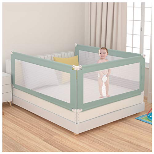 LXLTL Barrera De Cama- Cama De Bebé Carril Safety Infant Guardrail Mesilla De Cuna para Niños con Cerradura Infantil Altura Ajustable En 3 Lados,Verde,180+200+200cm