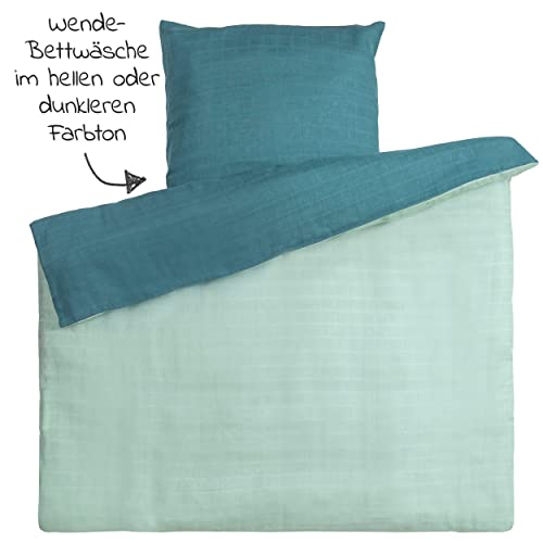 Makian - Funda Nordica Minicuna 80x80 cm y Funda Almohada 35x40 cm - Ropa de Cama Reversible para Colecho y Moisés - Nórdico Cuna algodón