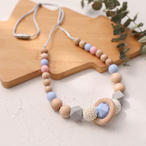 Mamimami Home Bebé Collar de Silicona Mordedor Beech Anillo de Madera Cuentas de Ganchillo Joyería DIY Juguete de Dentición Natural Orgánica Regalo de la Ducha de Bebé