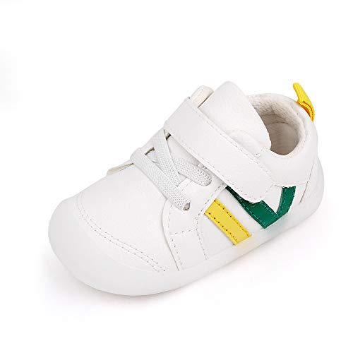 MASOCIO Zapatillas Bebe Niño Niña Zapatos Primeros Pasos Bebé Deportivas Antideslizante Talla 22.5 Blanco Verde