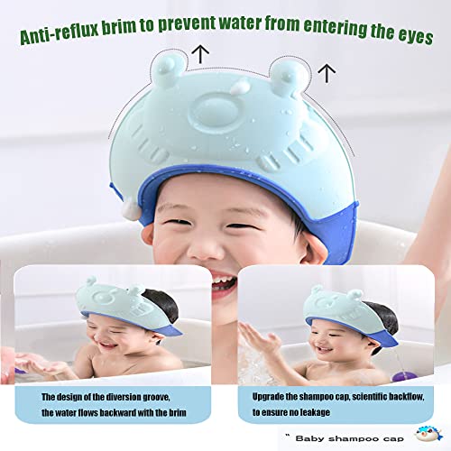 May Huang 2 Pcs Gorro de Ducha Bebé,Sombrero de Champú de Baño Ajustable,Visera Ajustable para Baño de Bebé,Gorra Ducha Bebé Impermeable,para Bebé de 3 Meses a 6 Años