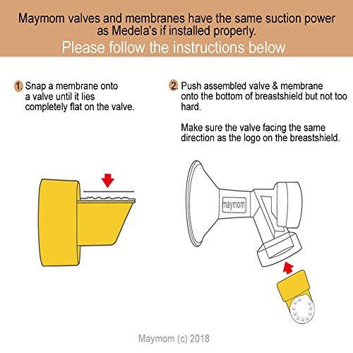 Maymom Kit extractor de leche Medela de oscilación de lactancia. Mediana para senos (Comparable a Medela PersonalFit 15mm), válvula, membrana y tubo de repuesto para la bomba de oscilación Medela.