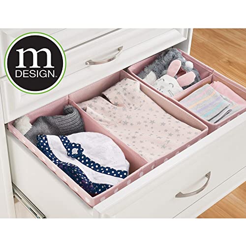 mDesign Juego de 4 Cajas para Guardar Ropa en 2 tamaños – Organizador de Armario con 2 apartados para el Dormitorio Infantil – Cajas organizadoras de Fibra sintética con Bonitos Lunares – Rosa/Blanco