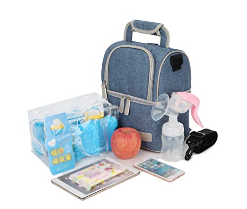 Mengshen La Leche Materna Bolsa para Enfriar biberones/Bolsa de Leche para bebés a Prueba de Agua Congelador/Mochila de Viaje para mamá/Lonchera portátil con Aislamiento térmico (Azul)