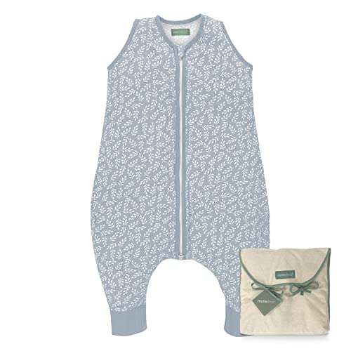 molis&co. Saco de Dormir con pies. 0.5 TOG. 3 años. Ideal para Verano. Blue Garden. 100% algodón orgánico (Gots).