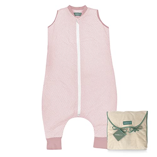 molis&co. Saco de Dormir con pies. 1.0 TOG. 3 años. Ideal para Primavera y otoño. Vichy Pink. 100% algodón orgánico (Gots).