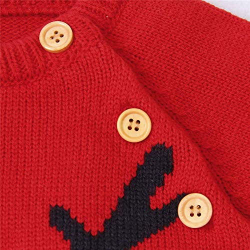 Mono Suéter de Navidad Bebé Recién Nacido Unisex Pelele Pijama Punto Una Pieza de Manga Larga Romper Ropa de Dormir Mameluco Navideño Sweater Invierno para Niños Niñas (0-24 Meses)