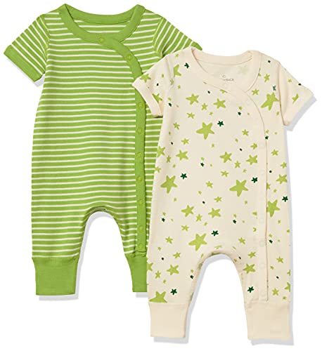 Moon and Back by Hanna Andersson 2 Pack Romper Juego de Canastilla, Verde Lima, 0-3 Meses, Pack de 2