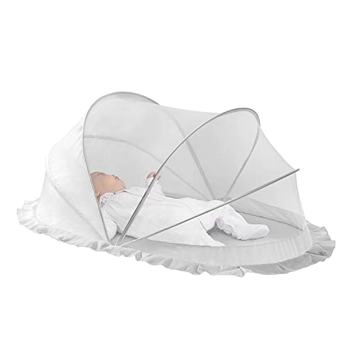 Mosquitera para Bebé - SUNVENO Mosquitera Plegable Portátil, Mosquitera Universal para Bebés para Cama con Red, Interiores y Exteriores, Viajes u Hogar, Blanco