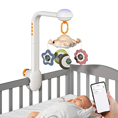 Movil cuna bebe,Juguetes musicales, carrusel máquina de sonido para guardería para bebés recién nacidos, niños pequeños de 12 meses Canción de cuna Proyector Luces giratorio Dormir