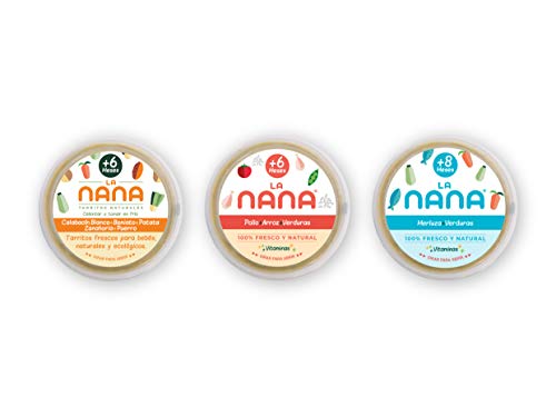 NANA - Pack Comida, 3 tarritos ecologicos de verdura, de pollo y de merluza 185g