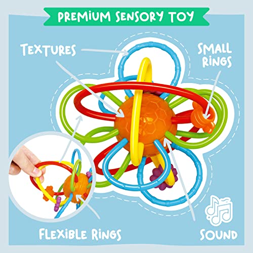 Nene Toys Set de 7 Sonajeros y Mordedores Coloridos para Bebés Recién Nacidos 0-12 Meses – Juguete de Estimulación Sensorial – Incluye 1 Anillo de Dentición Premium & 6 Divertidos Animales sin BPA