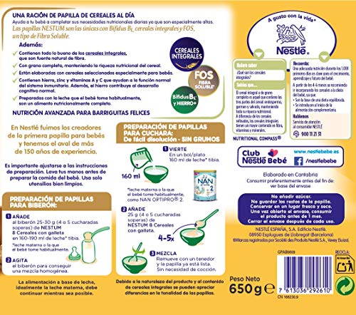 Nestlé Papillas Nestum Cereales para Bebé con Galleta, 650g