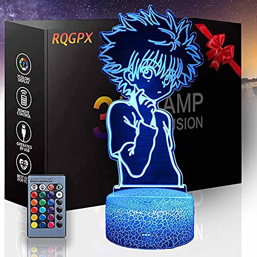 Night Light Hunter X Hunter Killua Zoldyck A Proyector de luz nocturna LED 16 colores cambiantes regalos para mamá, regalo de cumpleaños, regalos de boda, regalos de abuela, regalo de San Valentín