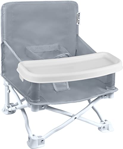 Nomady Kids - Silla Elevadora Portátil Infantil / Trona con Bandeja - Bebes 6 a 36 Meses (Gris)