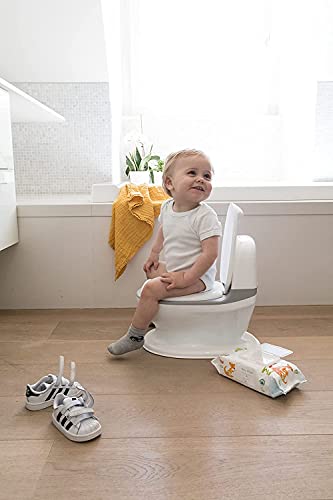 Nuby Dr. Talbot's - My Real Potty Orinal para Niños a partir de 18 Meses - Inodor infantil educativo y con sonido - pilas incluidas - Gris - 18m+