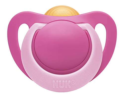 NUK Genius Chupete de látex, forma adecuada para la mandíbula, sin BPA, 0-6 meses, 2 unidades, para niñas, multicolor, 32 g