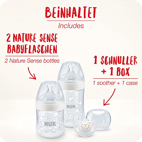 Nuk Nature Sense - Kits de biberones, set initio (150ml, 260ml, chupete) con temp control