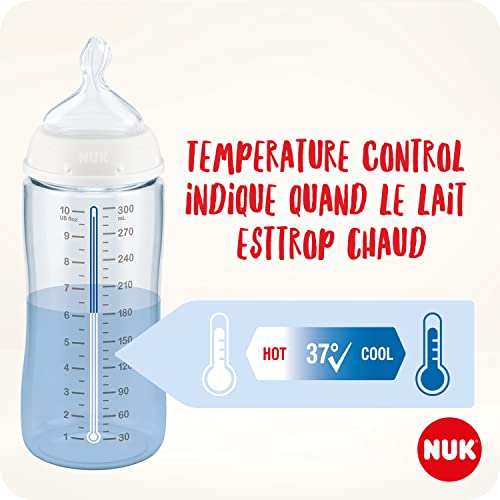 Nuk Set de Biberons First Choice+ Control de Temperatura Tetina de Silicona Válvula Anticólicos Sin BPA 2x150ml + 2x300ml 0-6 meses 4 Unidades