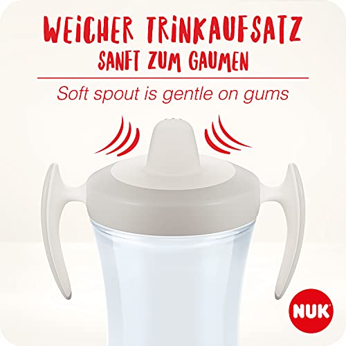 NUK Taza de entrenamiento para beber, boquilla suave a prueba de fugas, 6 meses, sin BPA, 230 ml, Blue Zebra (10255608)