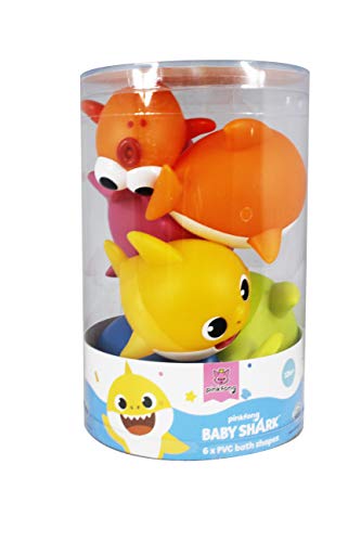 ODS 48821 Baby Shark Juego de 6 Tiburones Blandos para baño, Multicolor