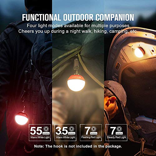 OLIGHT Obulb Lámpara de Noche Luz Nocturna Control Táctil Solo 55g con Blanco Cálido y Rojo Máx 55 Lúmenes IPX7 Resistente al Caída, Lámpara de Atmósfera Recargable para Dormitorio, Mesa y Fiesta