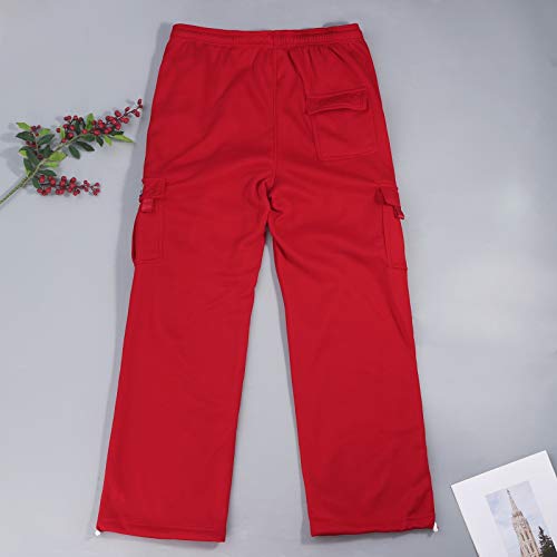 Pantalones de chándal para hombre, de cintura alta, elásticos, de un solo color, para traje, de negocios, para mujer, para traje, ocio, deporte, bombachos, yoga., rojo, XL