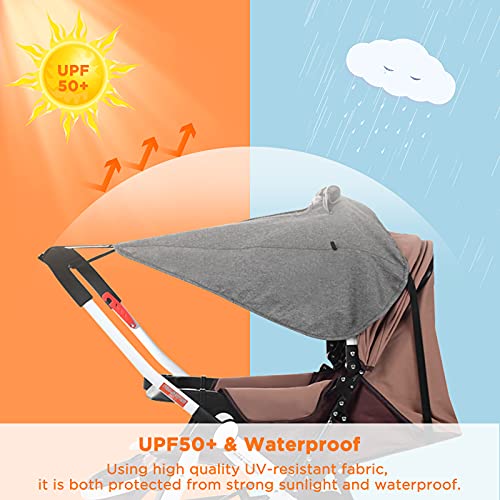 Parasol carro bebe,GeeRic sombrilla carrito bebe universal con protección lateral,Toldo universal Impermeable Funda para Cochecito de Bebé, Protección solar con UV 50+, Ajustable