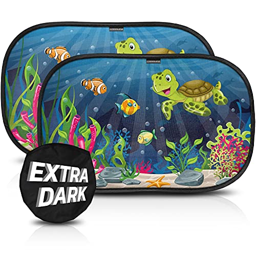 Parasol Coche con protección UV certificada Extra Oscura - Autoadhesivo, para Proteger del Sol a bebés y Mascotas, 2 parasoles para bebé de 51x31 cm