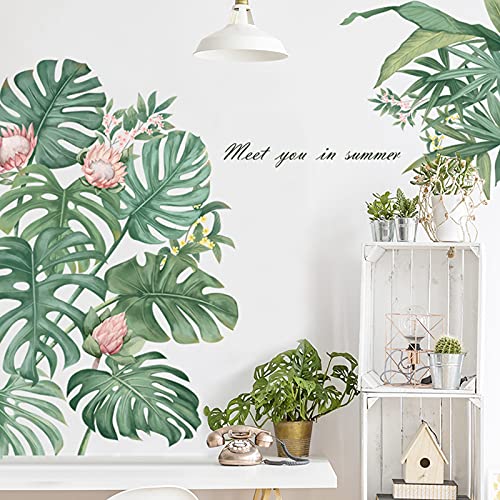 Pegatinas De Pared De Hojas De Plantas Tropicales Pegatinas De Hojas De Palmera De Plantas Vinilo Decorativo Planta Verde Para Dormitorio, Sala De Estar, Sofá, Comedor, DecoracióN De Pared De Tienda