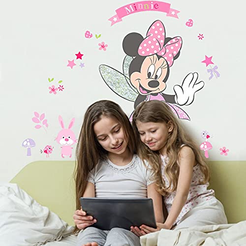 Pegatinas Infantiles Pared-Miotlsy Minnie Pegatinas Decorativas Pared, Vinilos Infantiles Niña, Stickers Pared Dormitorio Calcomanias para dormitorio de bebé y niños