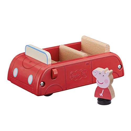 Peppa Pig 07208 Coche Rojo de Madera, Multicolor