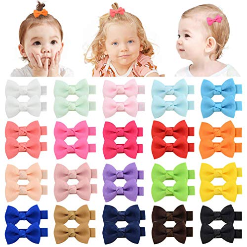 Pequeño pelo arco grosgrain cinta pinzas para el pelo pinzas de cocodrilo para niñas bebés niños pequeños 40pcs (02-FJ)