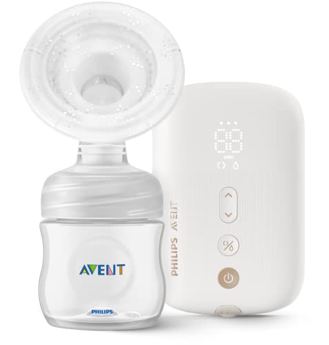 Philips Avent Sacaleches eléctrico SCF396/11 - Sacaleches con una sola bomba de silicona flexible, batería recargable, botella natural, motor silencioso, color blanco