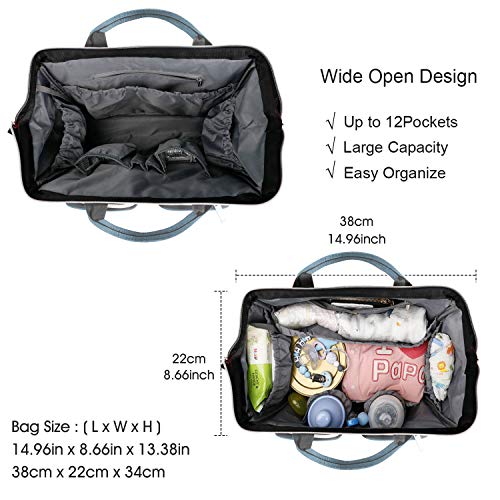 Pomelo Best Bolso Cambiador Bebé de Pañales | bolso carro gemelar | Impermeable |Gran Capacidad y Multibolsillo| Diseño universal,con 2 Ganchos Carrito de Bebé y Cambiador portatil de pañales