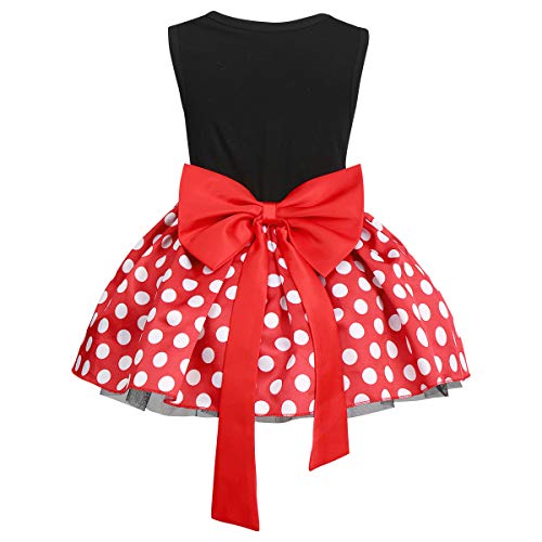 Princesa Disfraz de Minnie para Bebé Niña Navidad de los Lunares del Vestido del Tutú de Tul Cumpleaños Fantasía Infantiles Vestido Carnaval Bautizo Ballet Baile con Diadema Rojo + Negro 01 2-3 Años