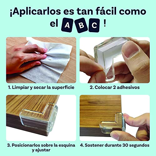 Protector de Esquinas para Bebé para Muebles - Protección contra Impactos para Bebés y Niños - Fuerte Adhesión - Protectores de Esquinas Transparente (12 Unidades)