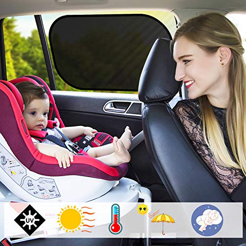 Rakaraka Parasol de Coche, Parasol Coche Bebe para Niños y Mascotas,Parasoles Autoadhesivos, Para Proteger del Sol a Bebés y Mascotas , Fácil instalación ,Pack de 2 Unidades(50*30cm)