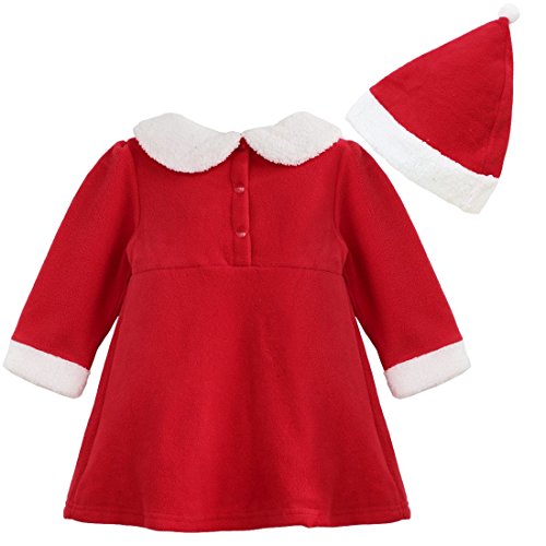 ranrann Vestido Rojo de Mamá Noel para Bebé Niña Disfraz de Santa con Sombrero de Navidad Traje Tutú Princesa Cosplay Xmas 12 Meses - 3 Años Rojo 12-18 Meses