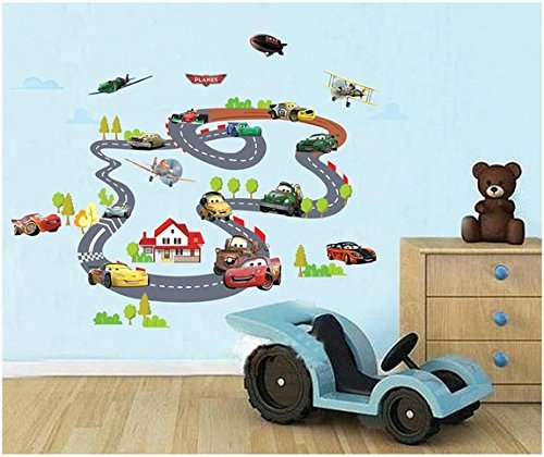 Rayo McQueen Carros llanuras XXL Pegatinas de pared Guardería Niños Cuarto Pegatina de pared extraíble Mural Calcomanía Decoración Decoración de bebé