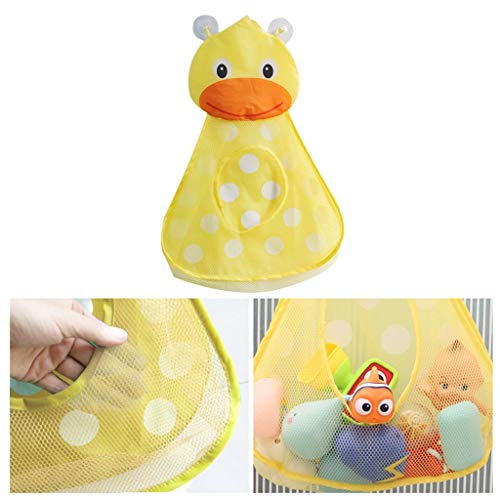 RETTI Organizador de juguetes para el baño, para guardar juguetes para niños pequeños, bolsa de almacenamiento para juguetes de baño, secado rápido, con 2 ventosas fuertes, pato