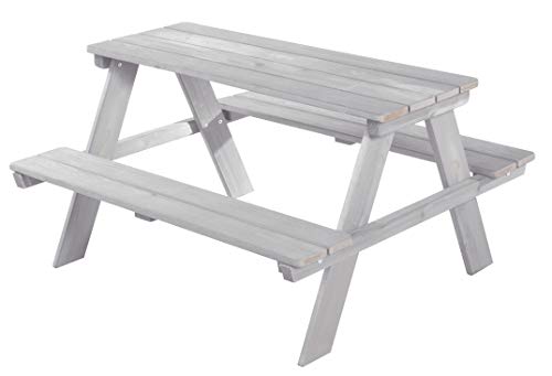 Roba 456001GA Roba - Juego de muebles de exterior para niños 'Picknick for 4', resistentes a la intemperie, para interior y exterior, de madera maciza en gris, especialmente estable y duradero