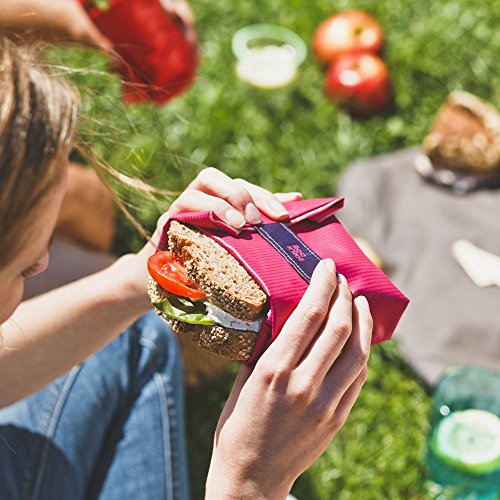 Roll'eat ® | Bolsa Merienda, Porta Bocadillos con Envoltorio Reutilizable, Porta Alimentos Ecológico sin BPA, Bolsa de Tela, Color Monkey - Boc'n'Roll Teens Girls